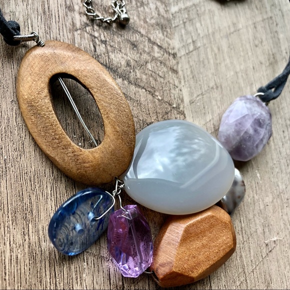 Purple Natural Elements Radiant Necklace, Boho, Healing Crystal, Wedding Guest - Picture 2 of 8